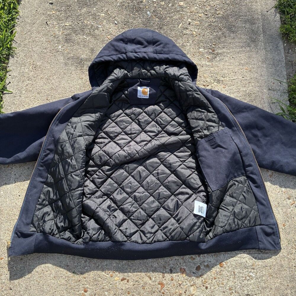Vintage Carhartt Jacket Women’s XS (0/2) Hooded Navy Blue FFA USA Union Made - Picture 5 of 16